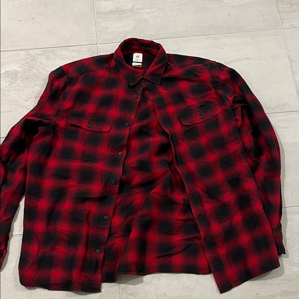H&M Red and Black Checkered Shirt